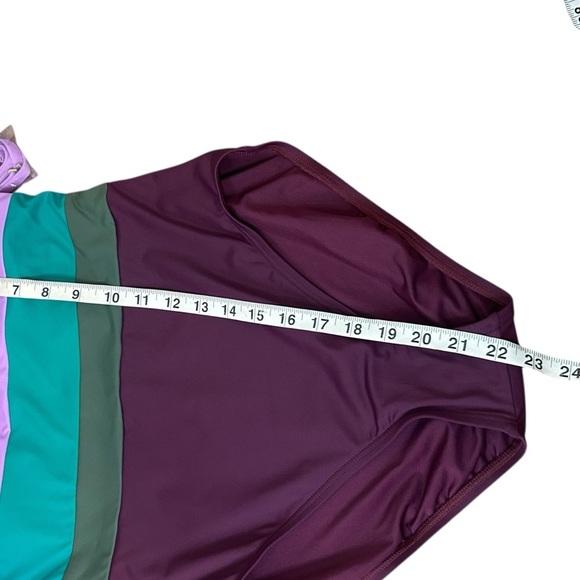 Kate Spade Women's Purple Striped Bandeau One-Piece Swimsuit Size Large - Picture 10 of 12